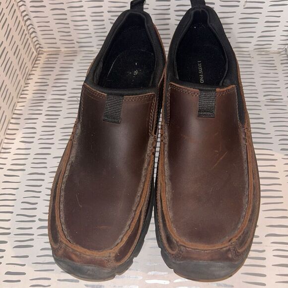 Lands End Mens Brown Leather Moc All Weather Slip On Loafer Size 8.5D‎ main image 2